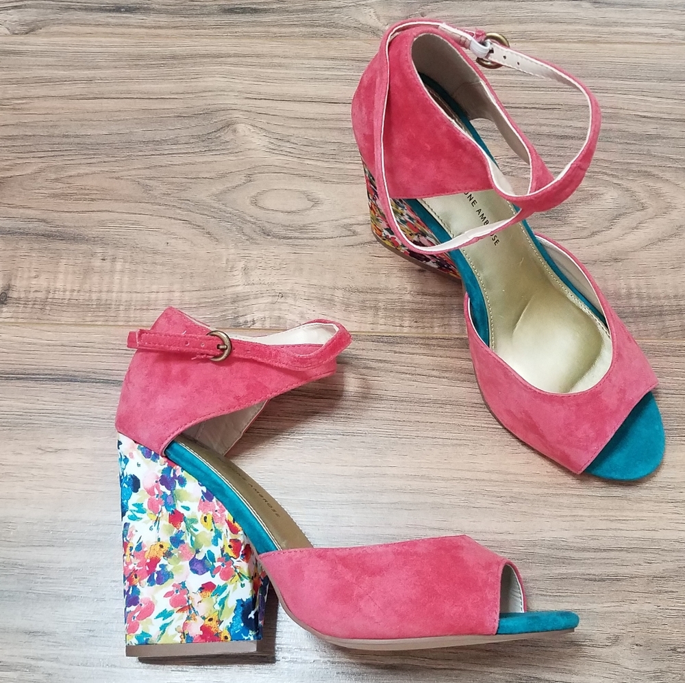 June by june ambrose floral heels size 7